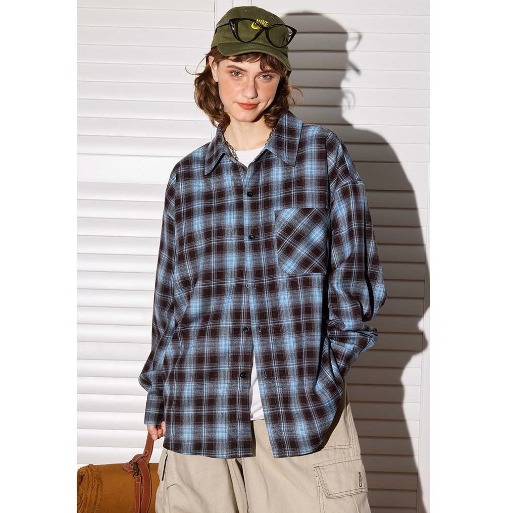 Retro Plaid Long-sleeved Shirt MW9473