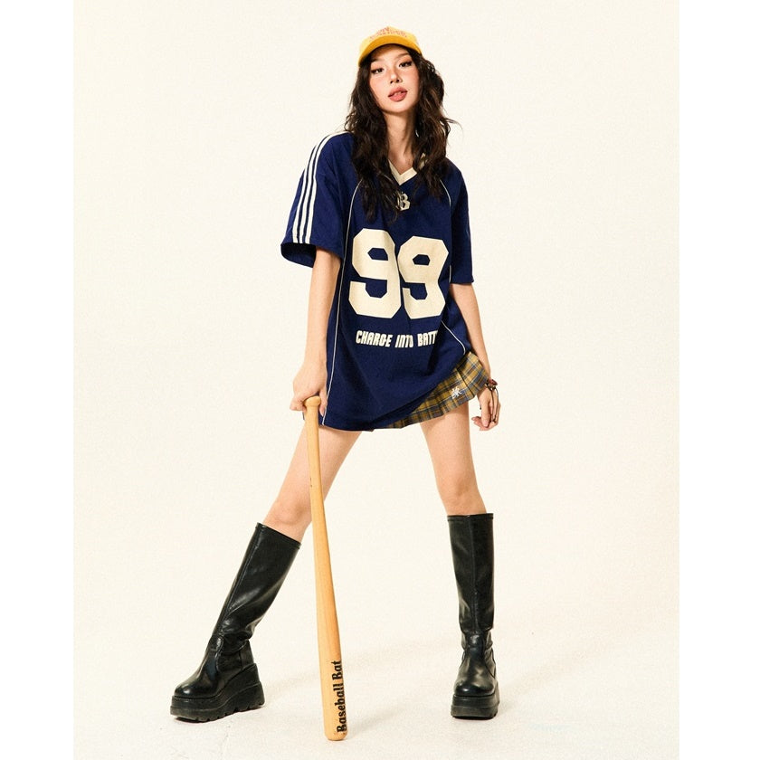 V-Neck Soccer Uniform Style Casual T-Shirt YS7002