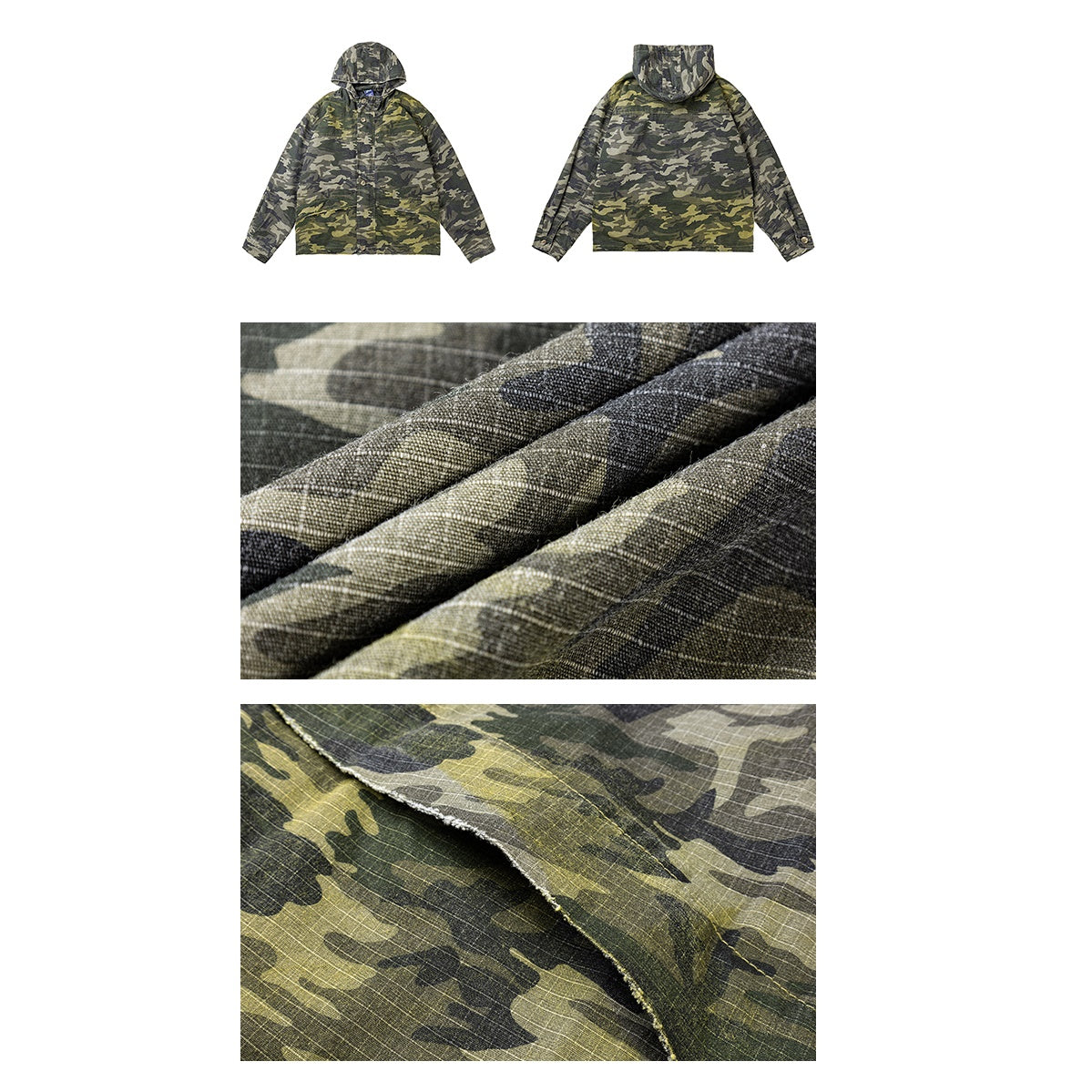 Military Design Distressed Camouflage Hooded Jacket MW9572