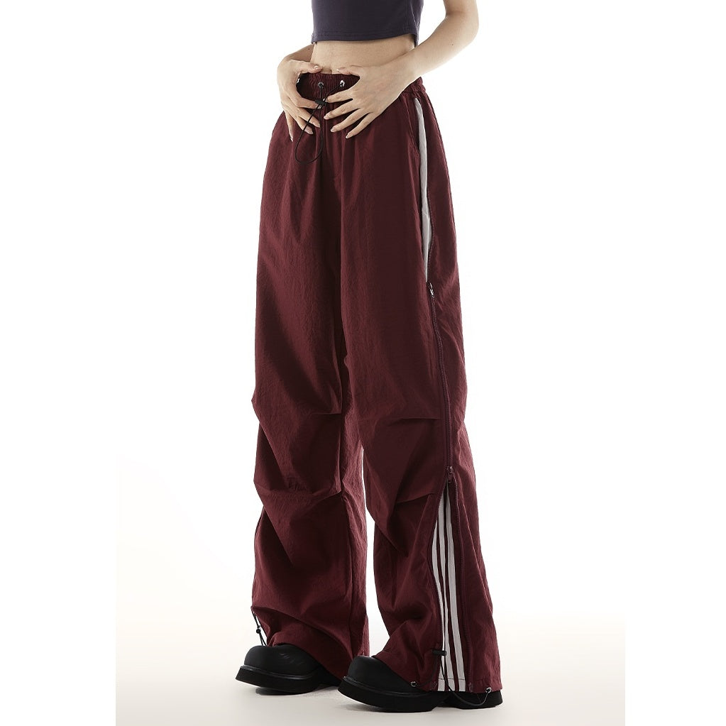 Side Zipper Line Design Parachute Pants MW10105