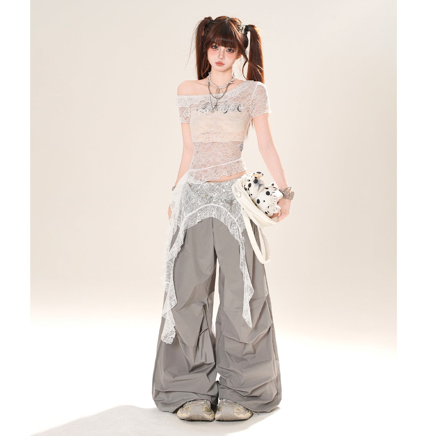 Waist Lace Wide-leg Casual Pants KK2061