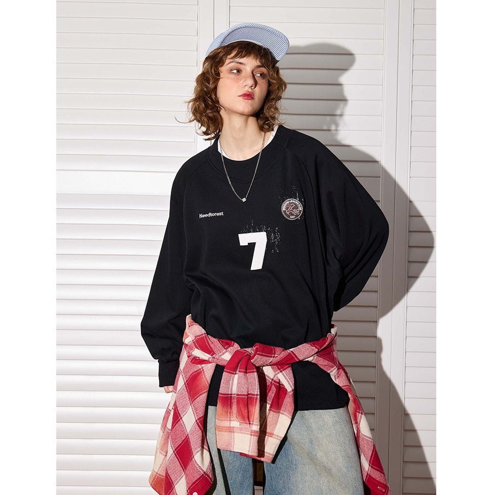 OverSize Sports Style Raglan Sleeve Sweat BT7038