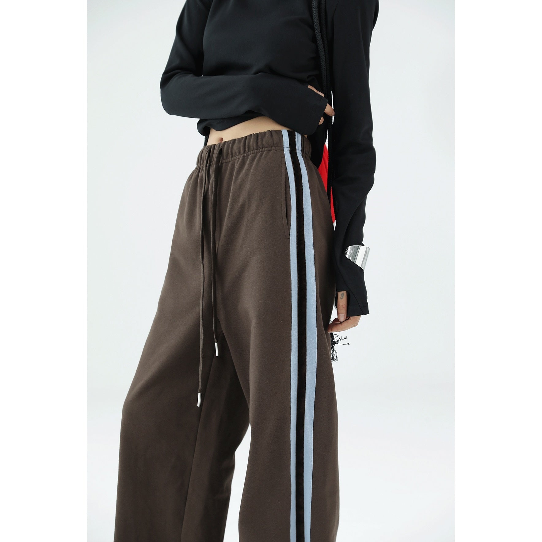 Retro Bar Stitching Loose Sweat Pants AC7080