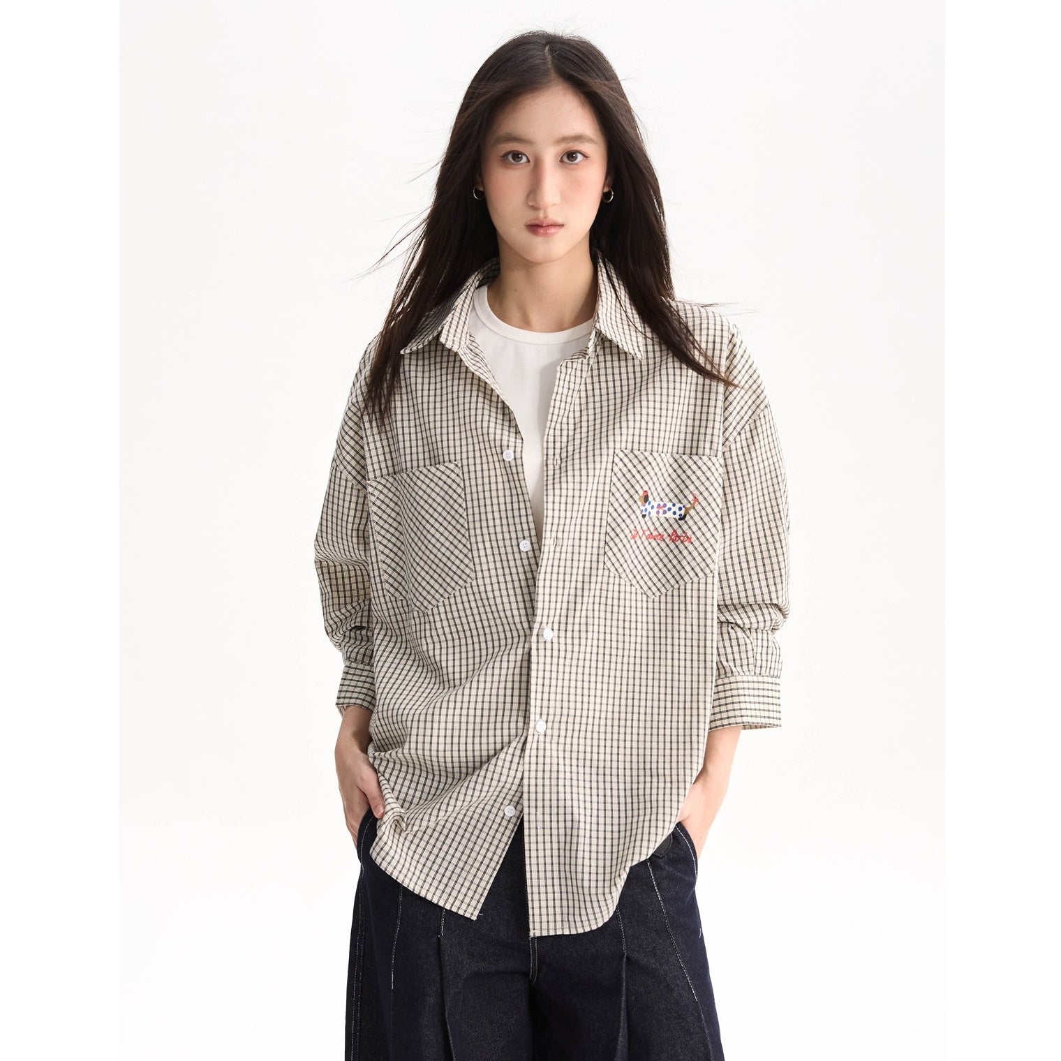 Dog Print Checked Shirt AP7011