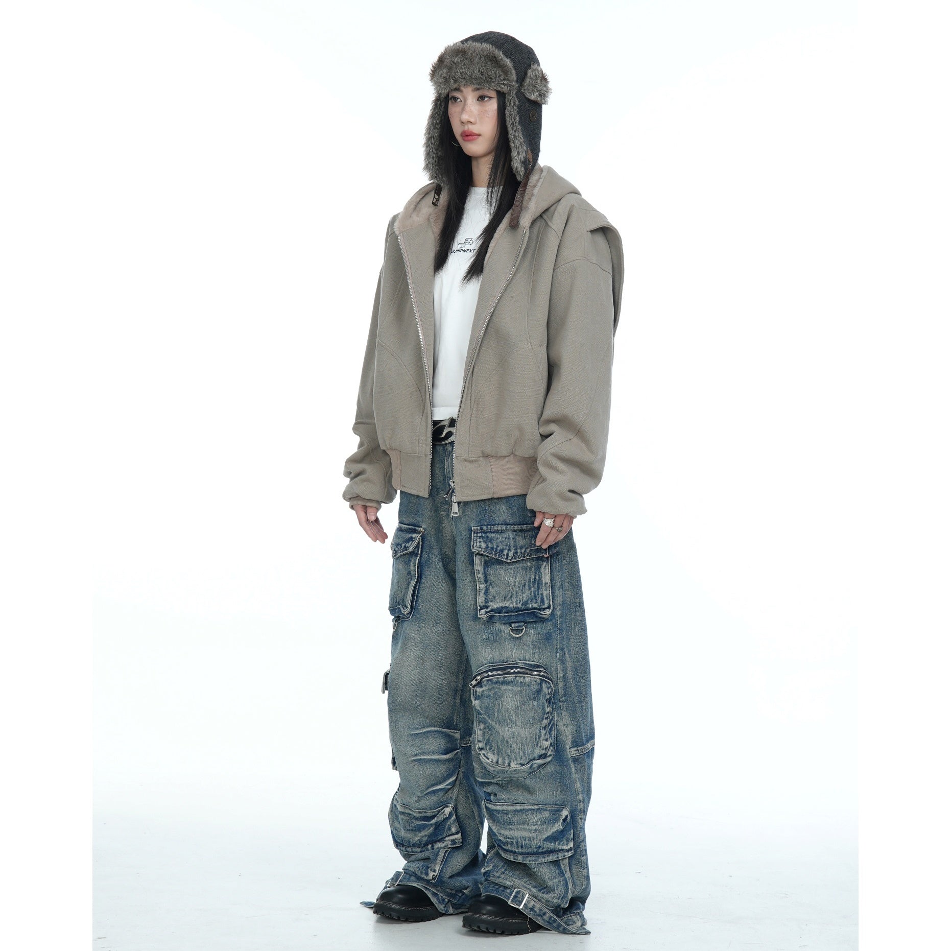 Flange Shoulder Plush Liner Hooded Parka MW9678