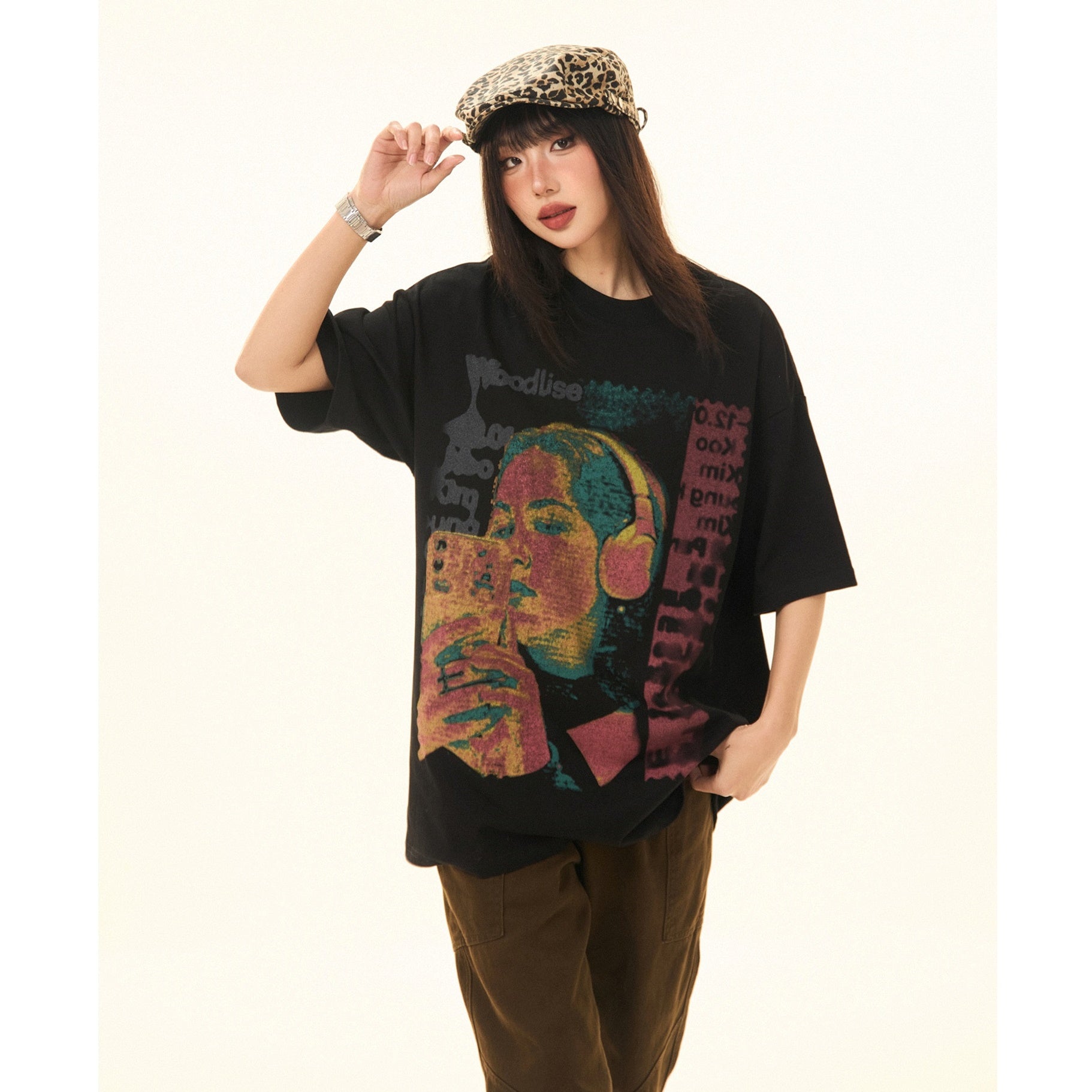 Vintage Character Print Loose T-Shirt MW9284