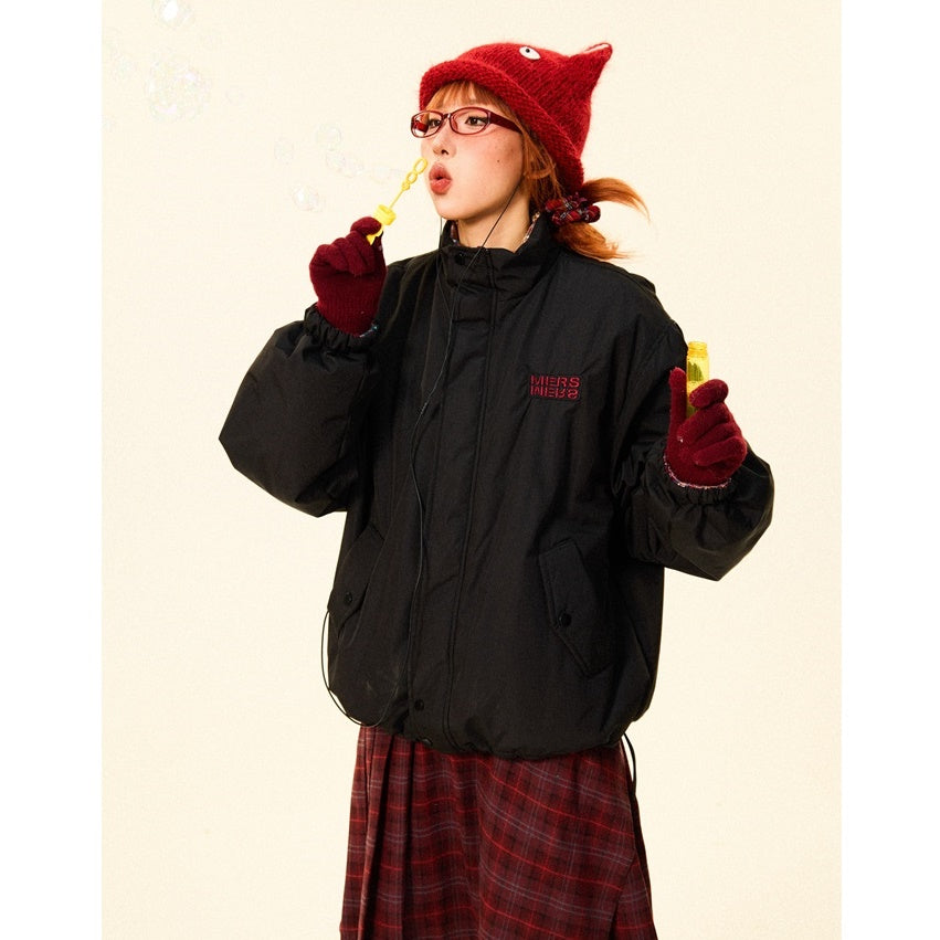 Reversible Plaid Zipper Padded Jacket MW9702