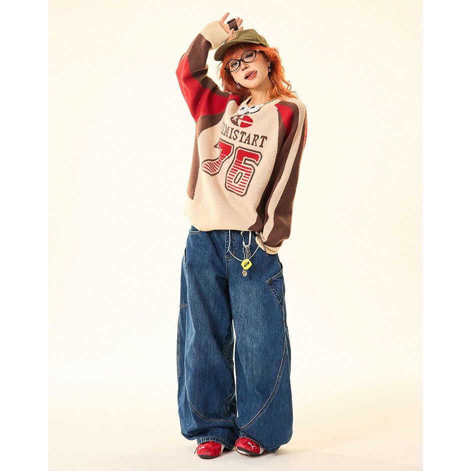 Sporty Letter Crew Neck Sweater MW9426