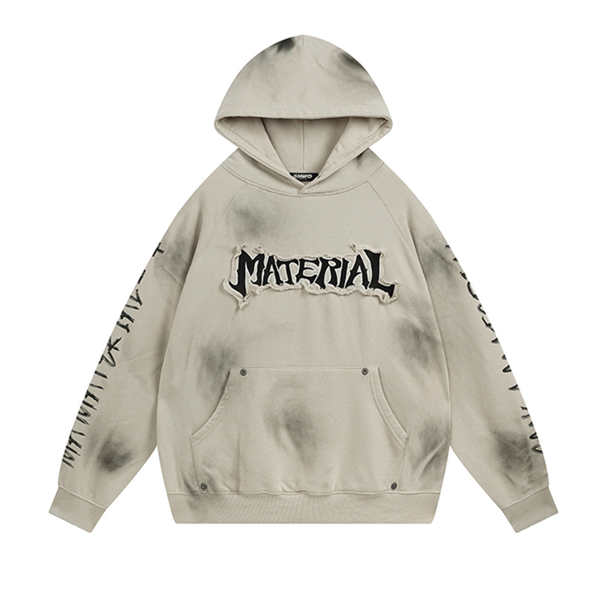 Stitch Letter Distressed Embroidery Oversize Hoodie HG7195