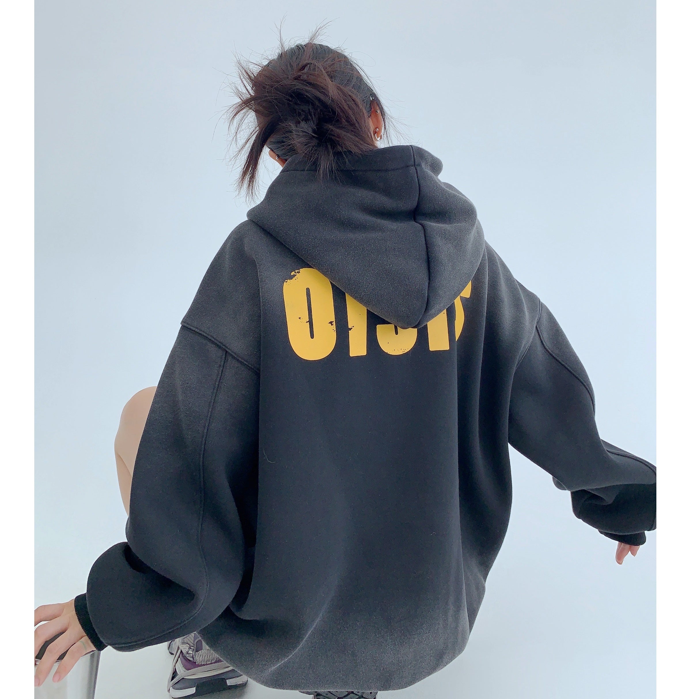 Gradient Simple Letter Oversize Hoodie MW9511