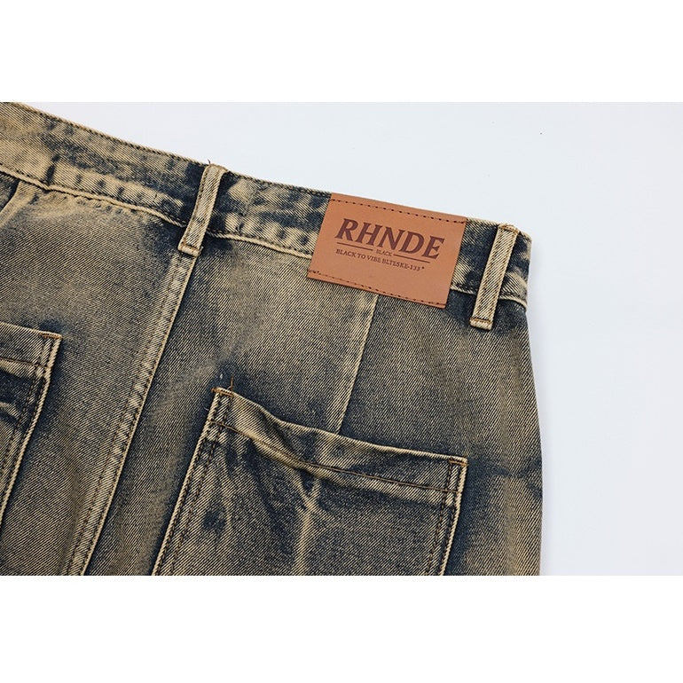 Washed Distressed Street Design Cargo Jeans MW9492