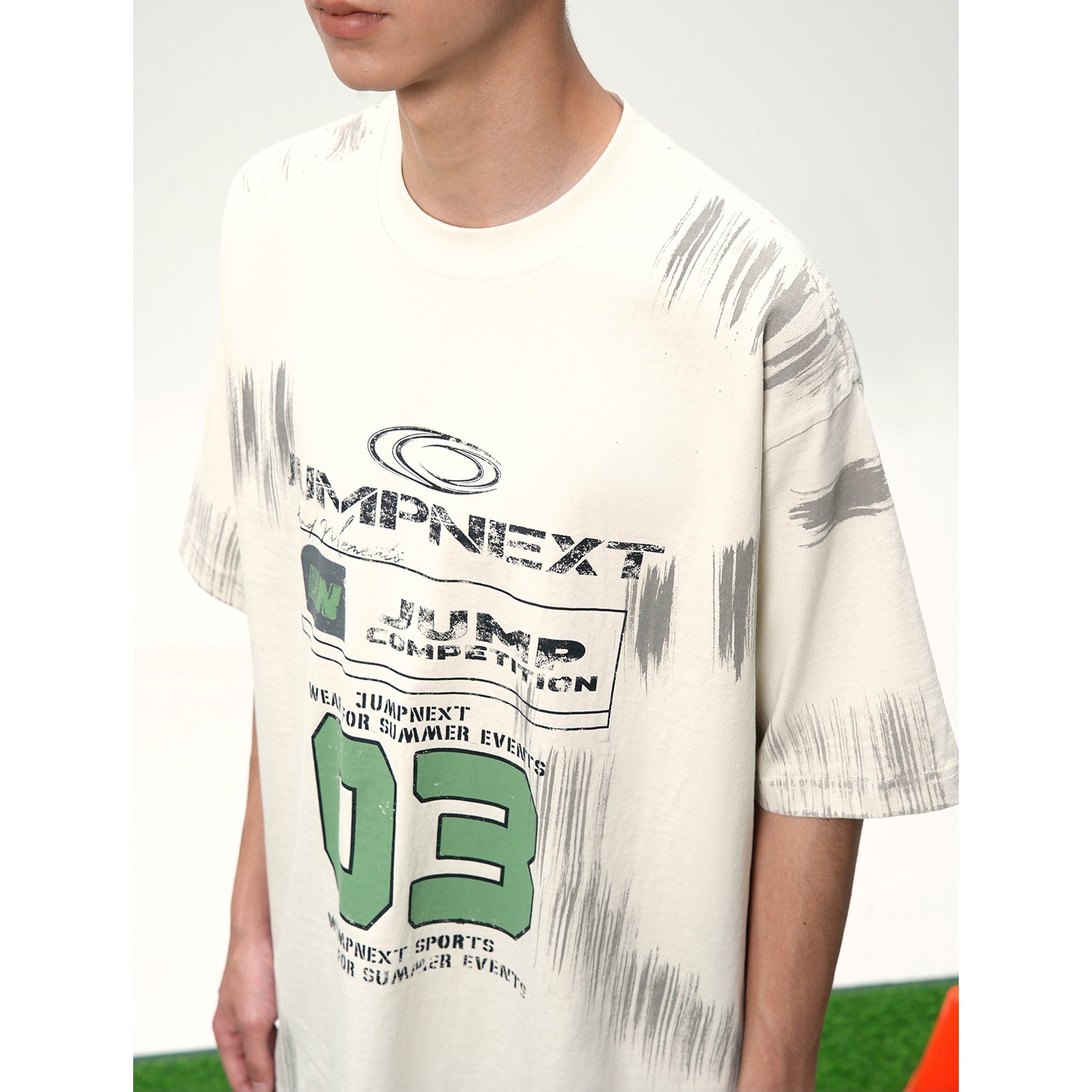 Worn-out Sporty Vintage Short Sleeve T-shirt JN7008