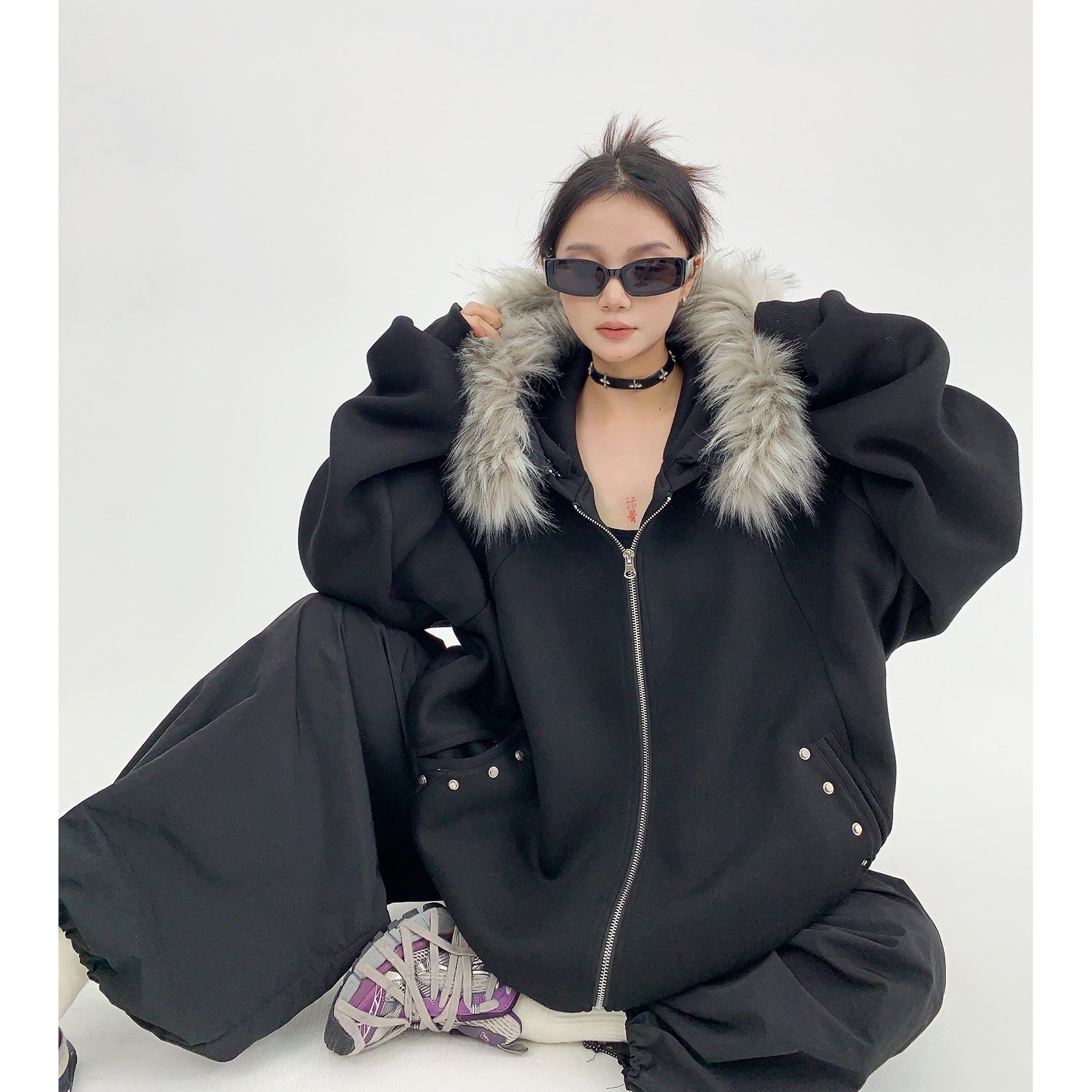 Removable Big Fur Collar Hooded Sweat Parka MW9461