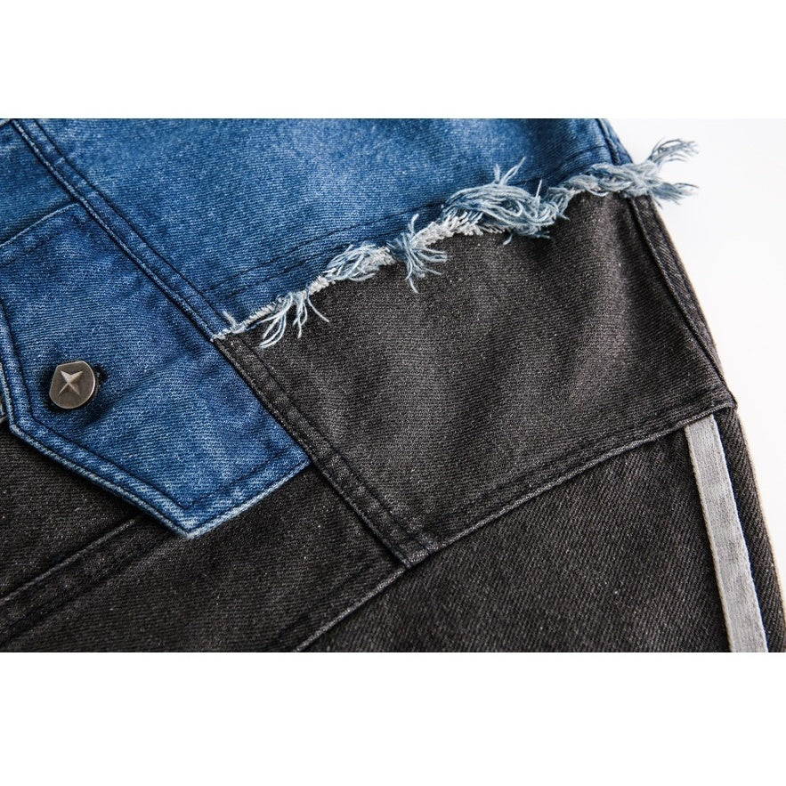 Irregular Stitching Loose Denim Jacket BX001