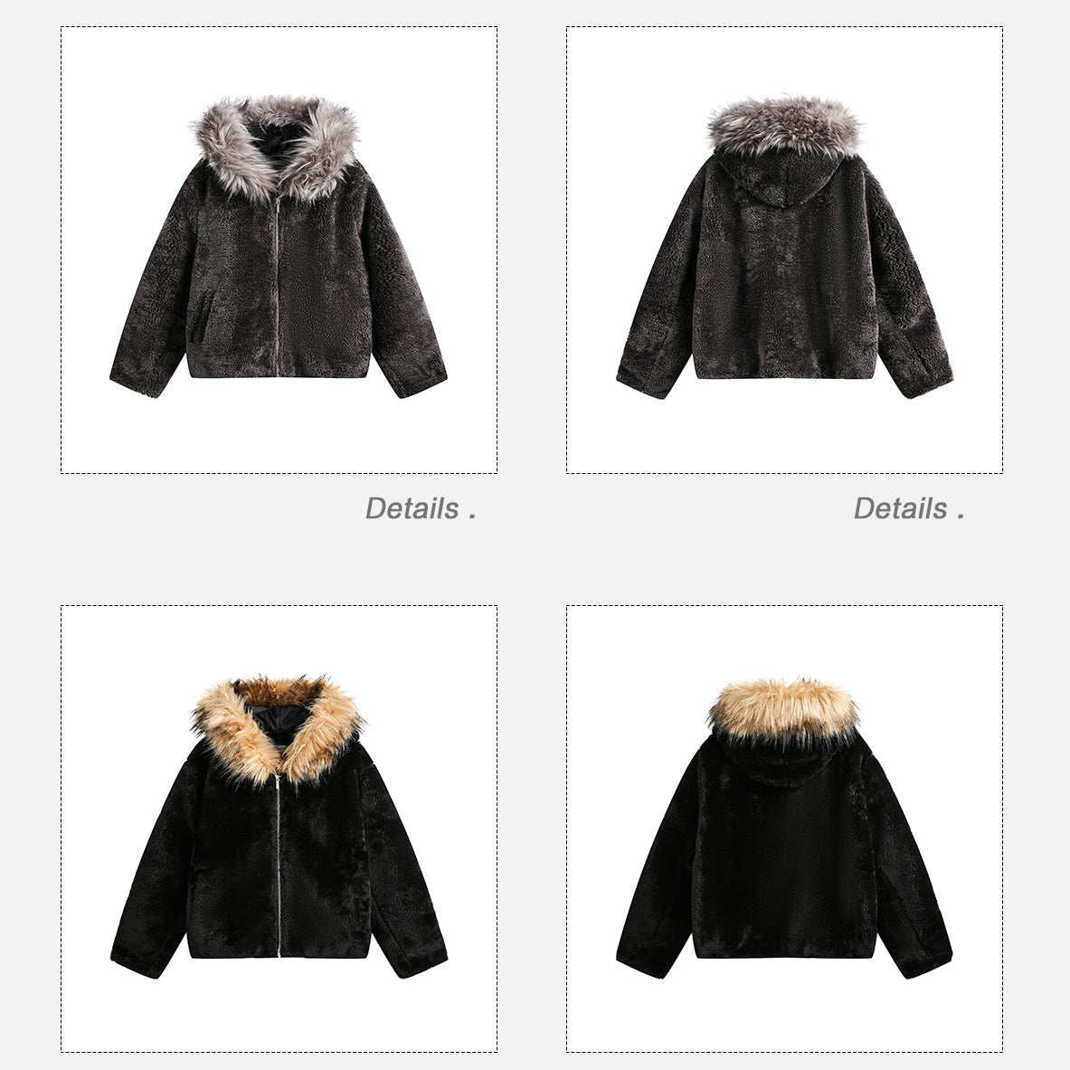 Volume Fur Collar Hooded Jacket EZ217