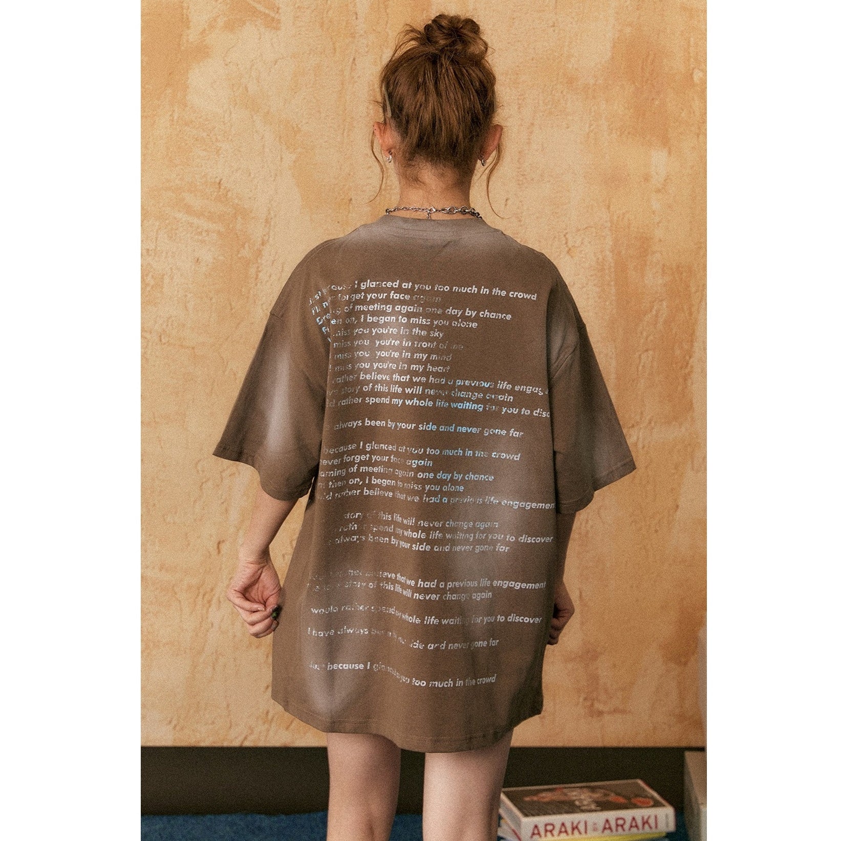 Vintage Alphabet Distressed Loose T-Shirt EZ123