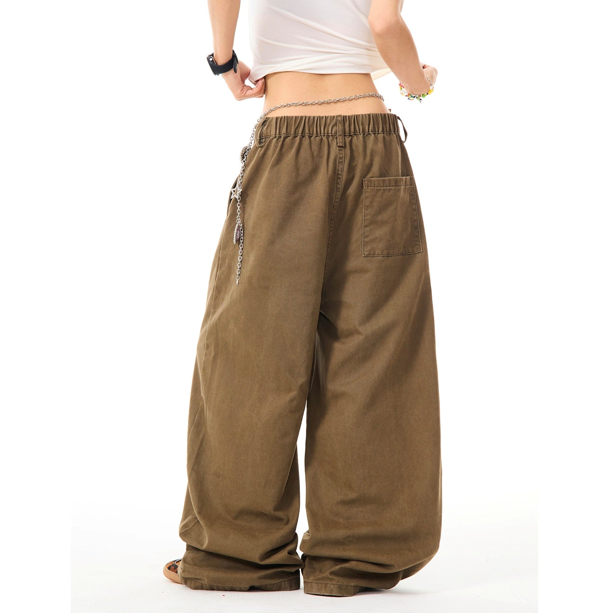 Color Button Wide Straight Pants MW10099