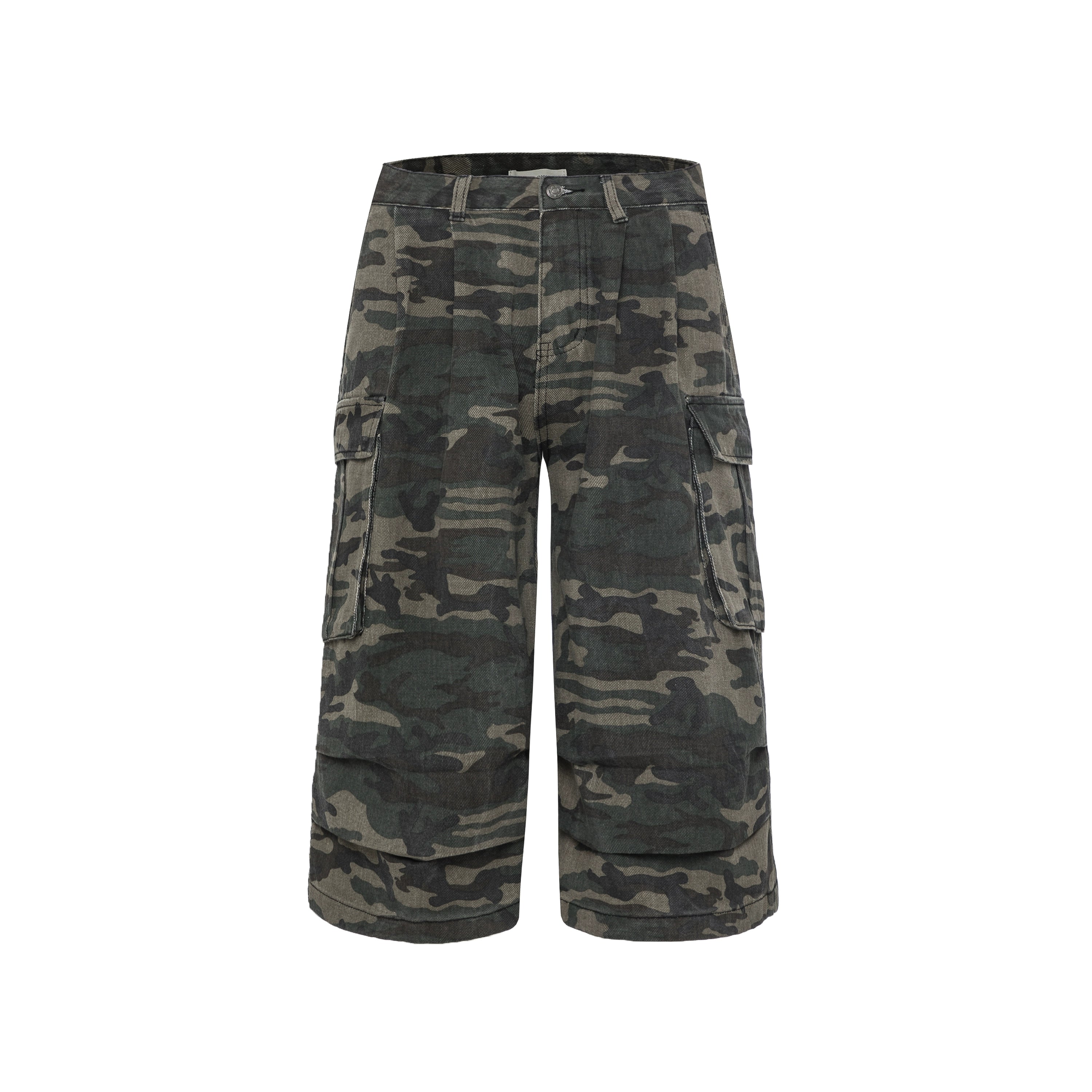 Camouflage Loose Straight Cropped Cargo Pants MW9265