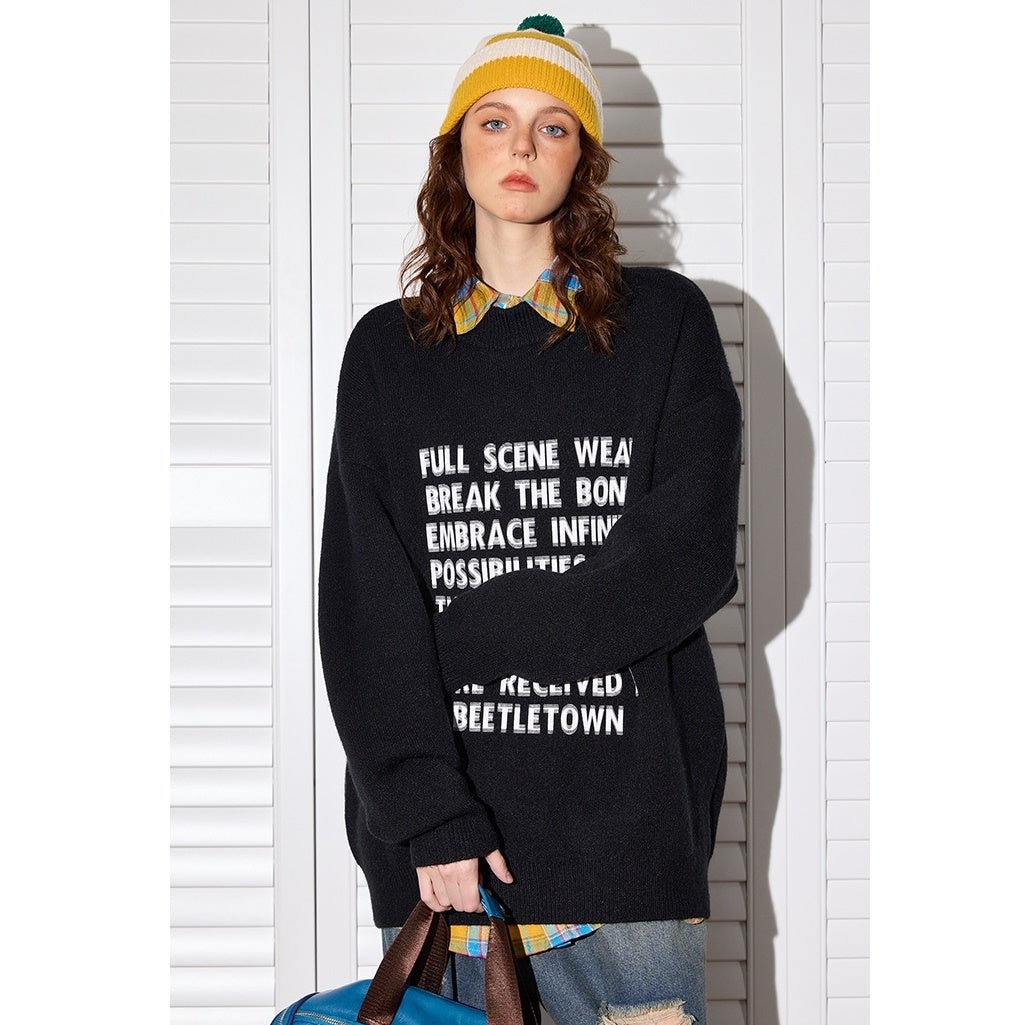 Gauss Fuzzy Letter Print Sweater MW9482