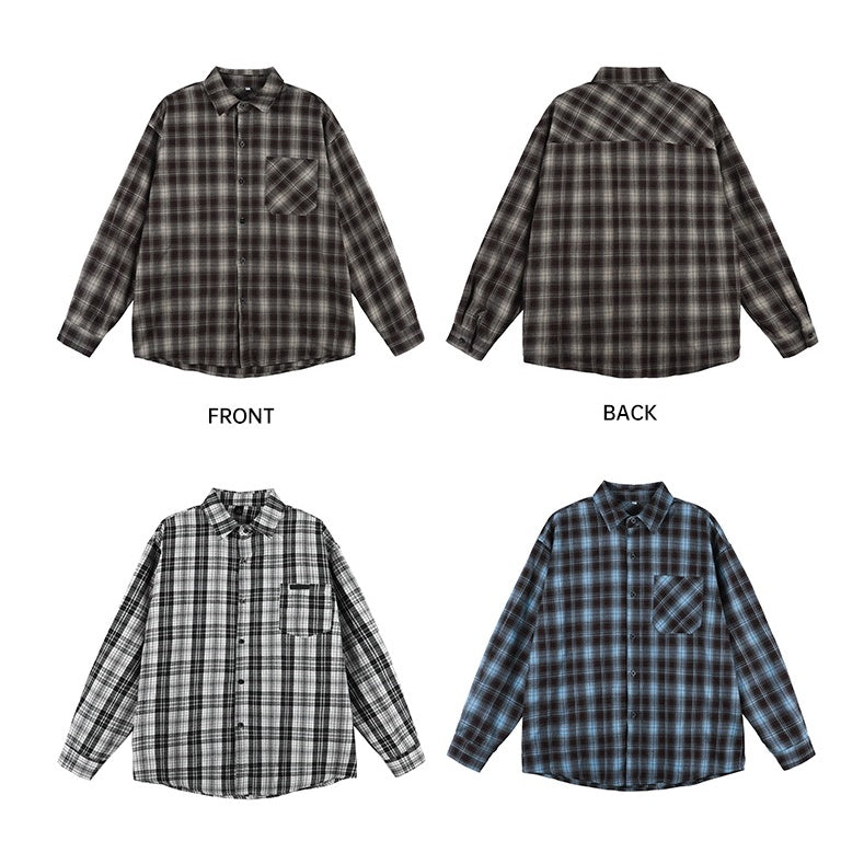 Retro Plaid Long-sleeved Shirt MW9473