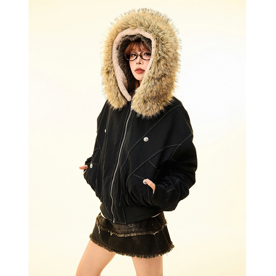 Fur Collar Work Style Hooded Blouson MW9807