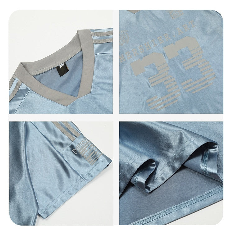 V-neck 33-Letter Sports Style T-shirt MW10104