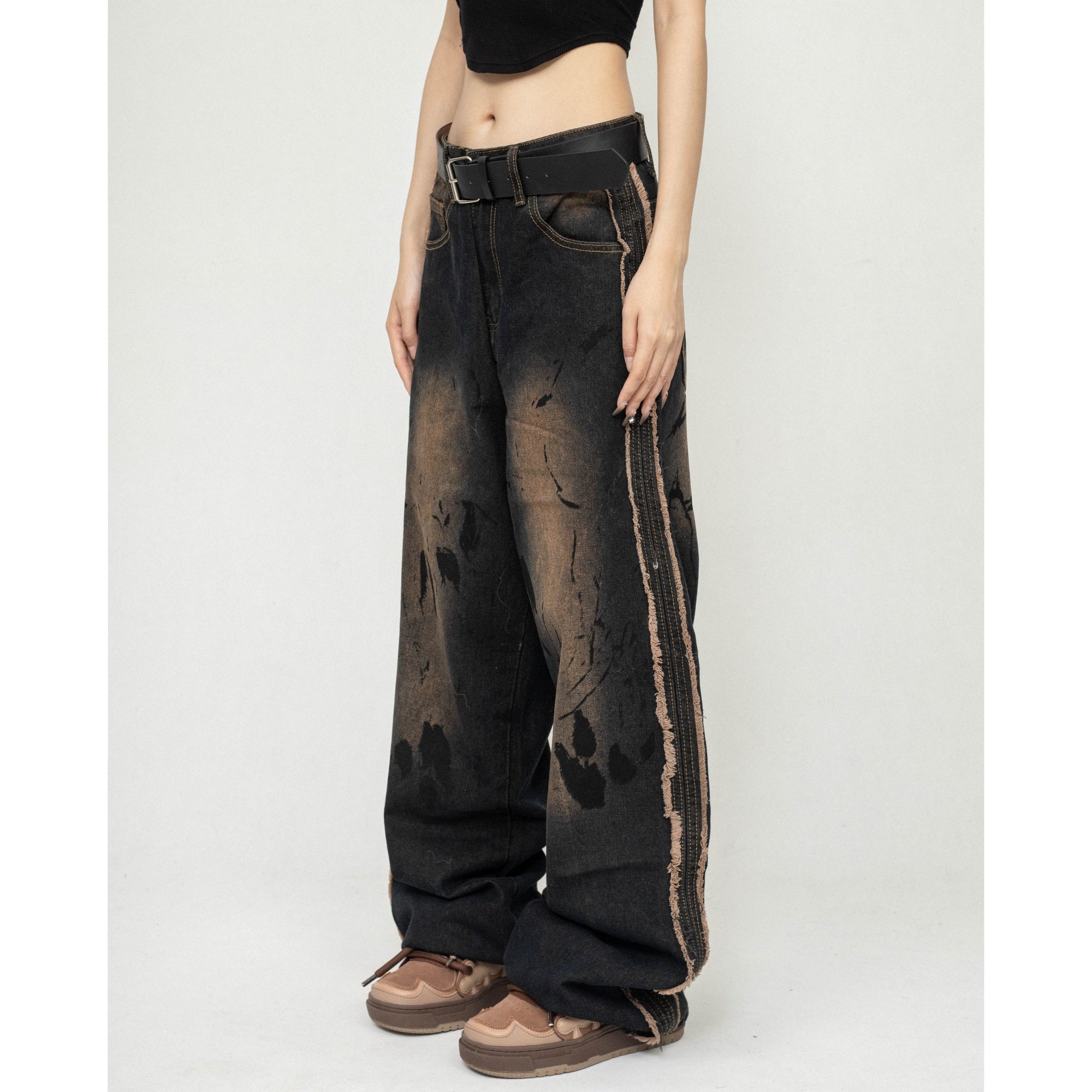 printed graffiti loose straight wide leg jeans ZR7006