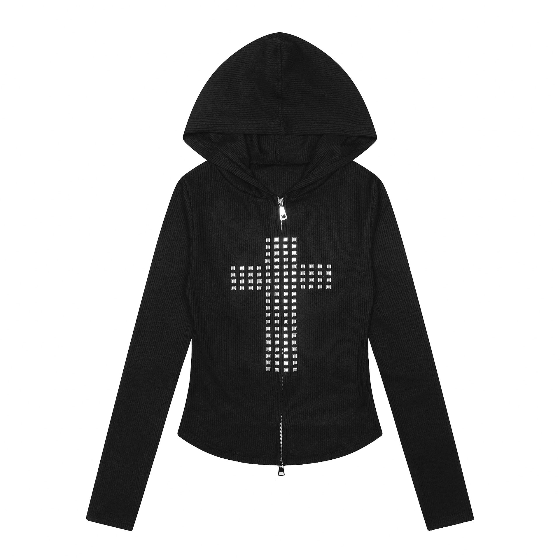 Studs Cross Slim Zip Hoodie MW10360