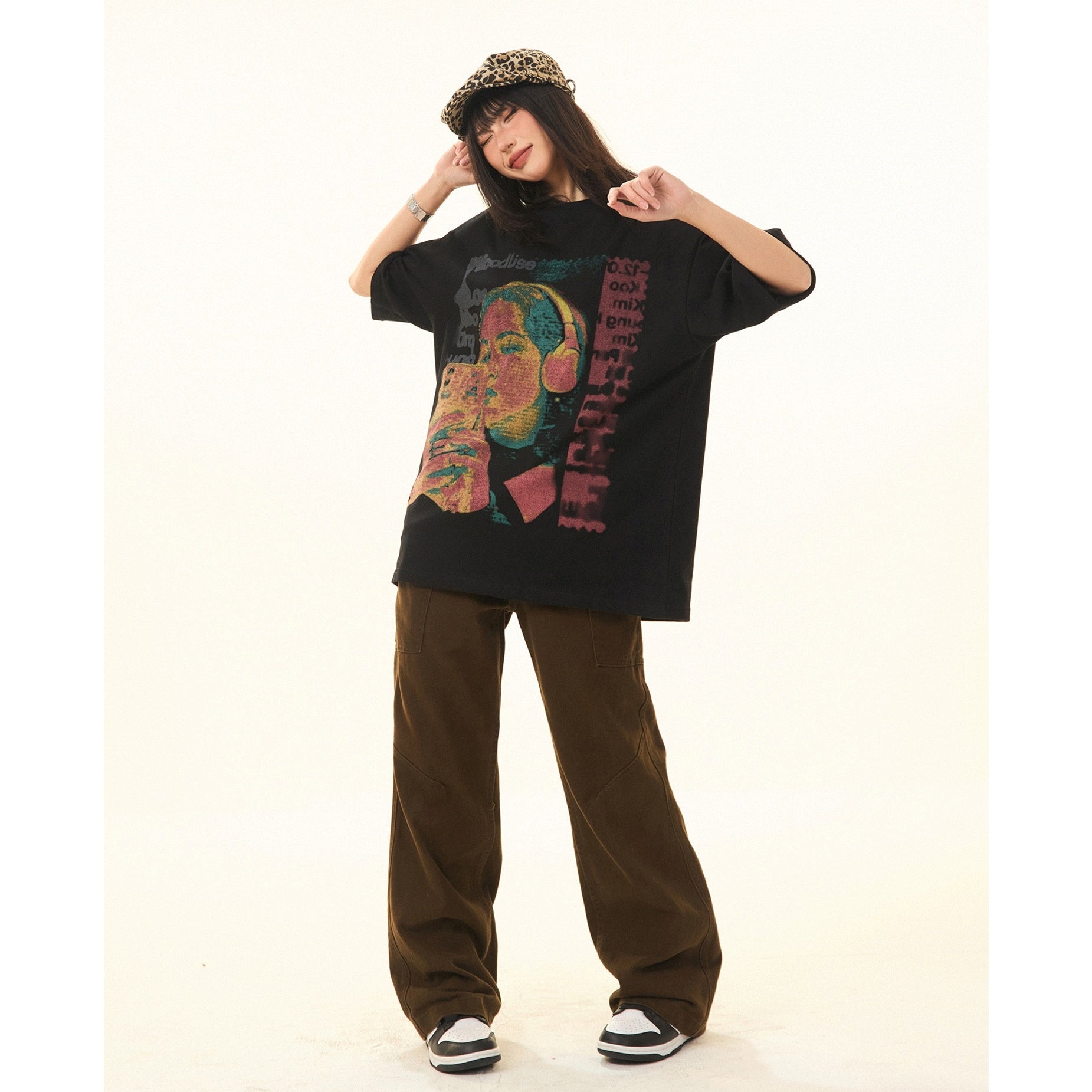 Vintage Character Print Loose T-Shirt MW9284