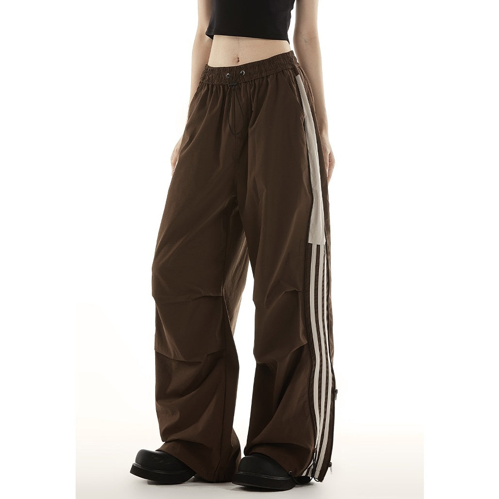 Side Zipper Line Design Parachute Pants MW10105