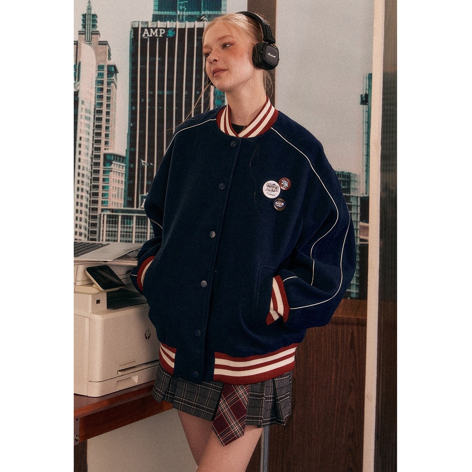 Tricolor Color Baseball Jacket EZ174