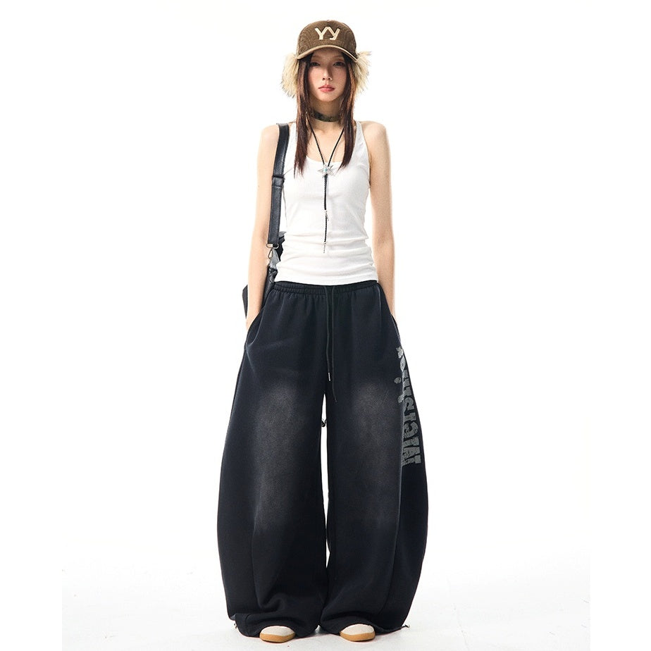 Letter Scimitar Wide-leg Sweat Pants MW9955