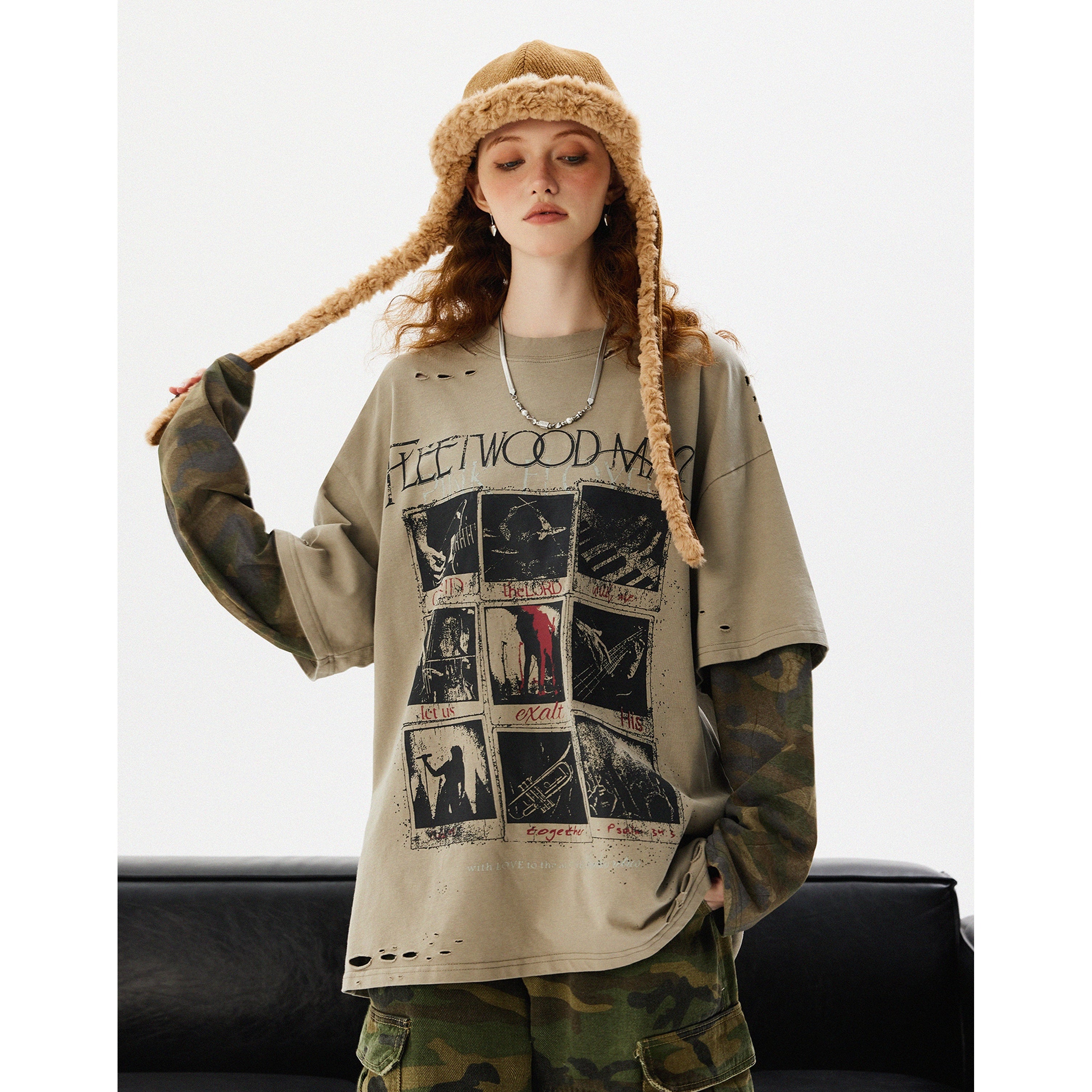 Fake Two Piece Camouflage Sleeve T-Shirt MW9910