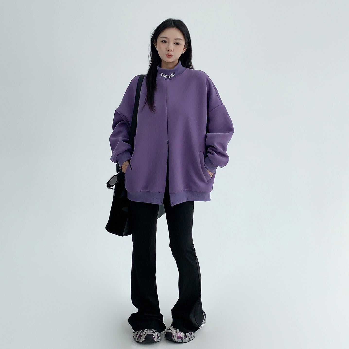 Bottle-neck Invisible Zipper Pullover Sweat MW9565