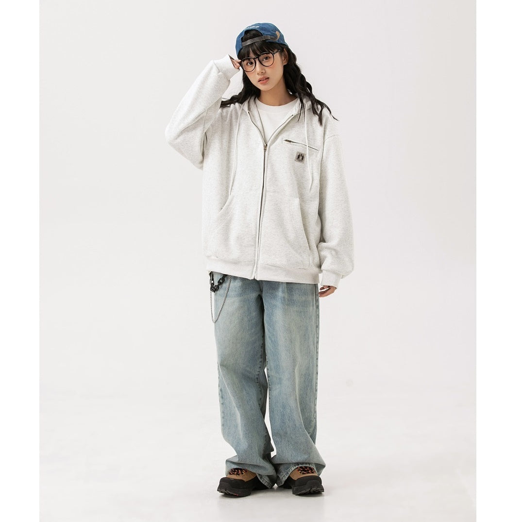 Simple Zip-Pocket Hooded ZIP-Up Parka MW9581