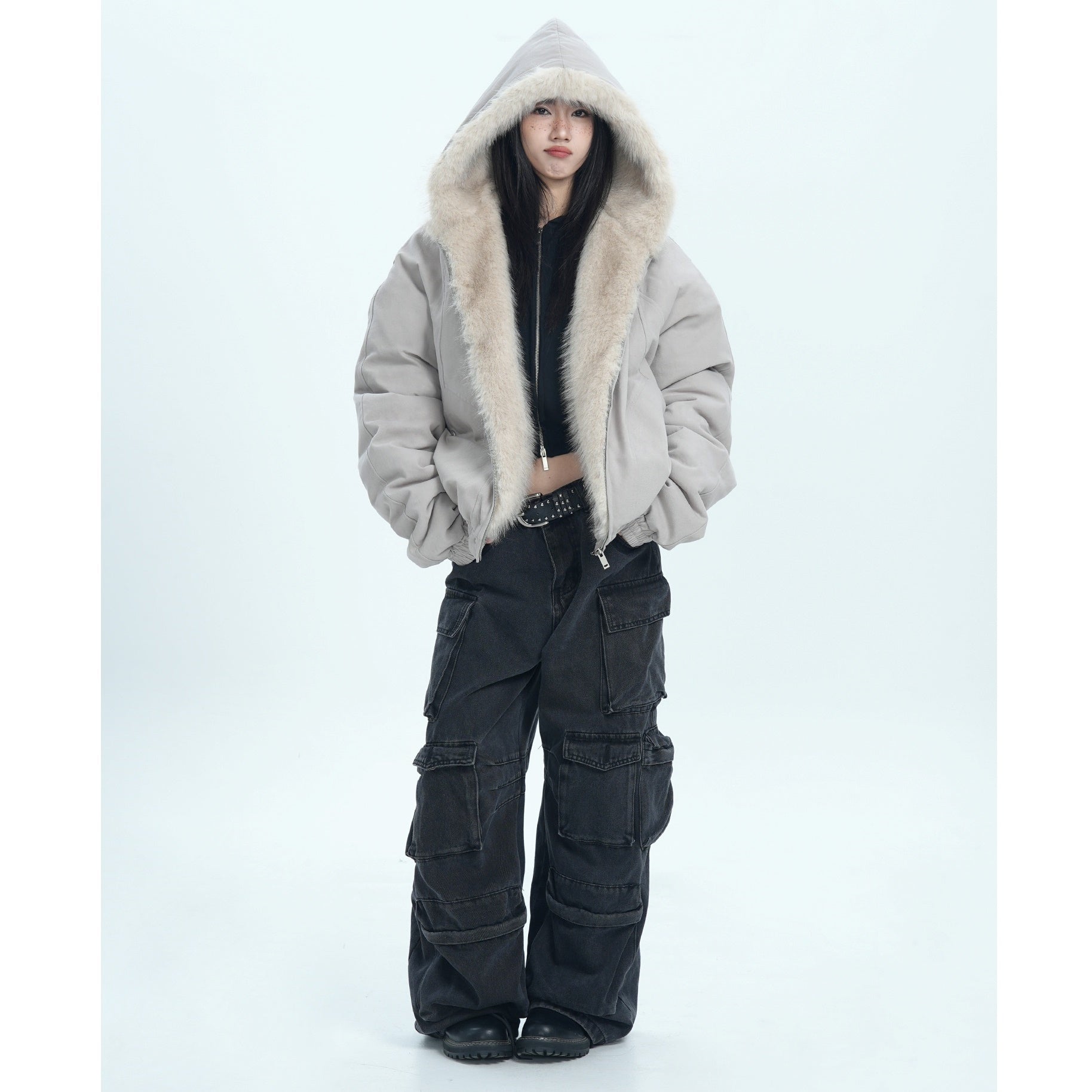 Fur Collar Casual Hooded Jacket MW9676