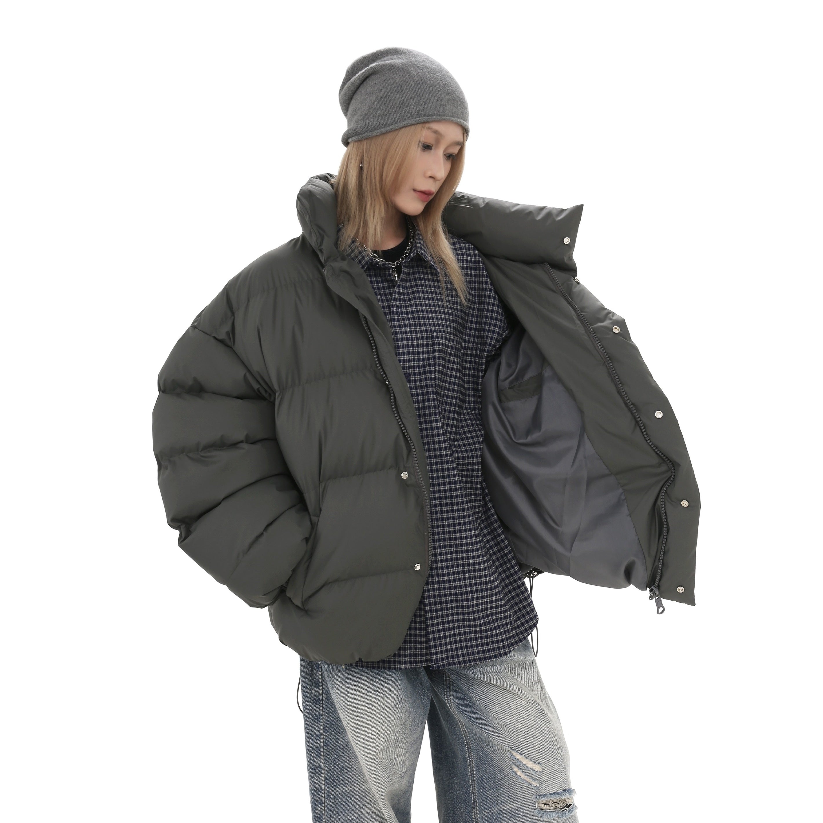 Stand Collar Loose Casual Padded Jacket GB7021