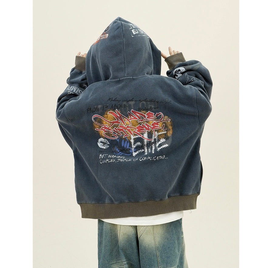 Paint Style Graffiti Sweat Hooded Jacket MW9944