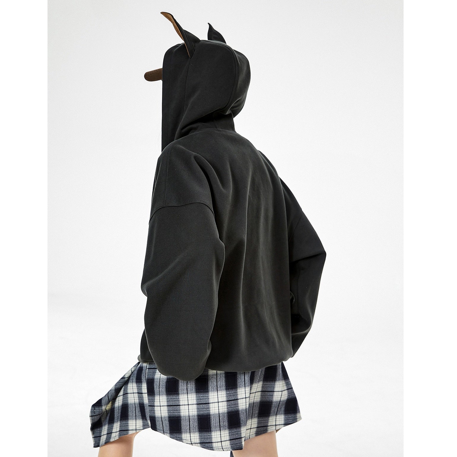 Doberman Ear Hooded ZIP-Up Sweat IC9004