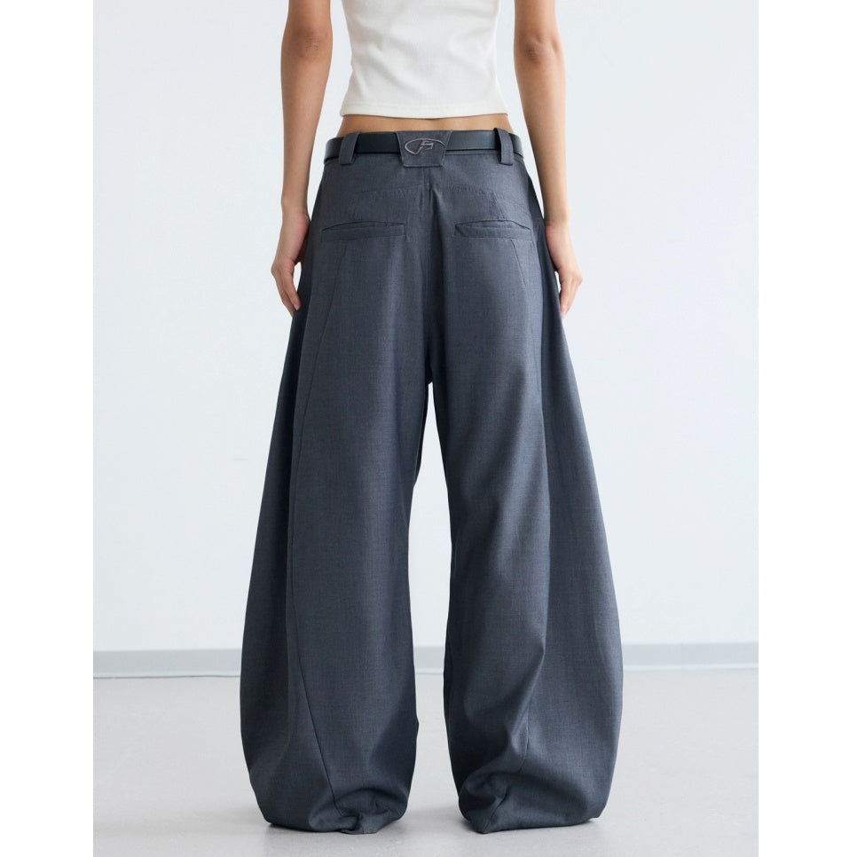 Front Slip Pockets Pleated Scimitar Trousers PS7020