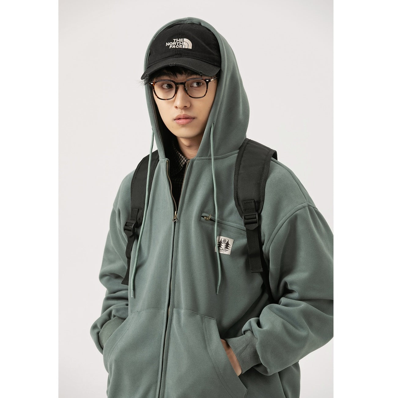 Simple Zip-Pocket Hooded ZIP-Up Parka MW9581