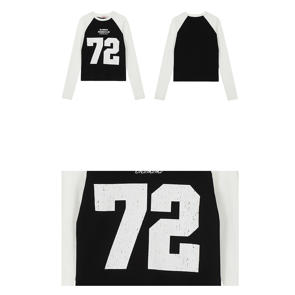 Slim Contrast Letter Long-sleeved T-shirt MW9303