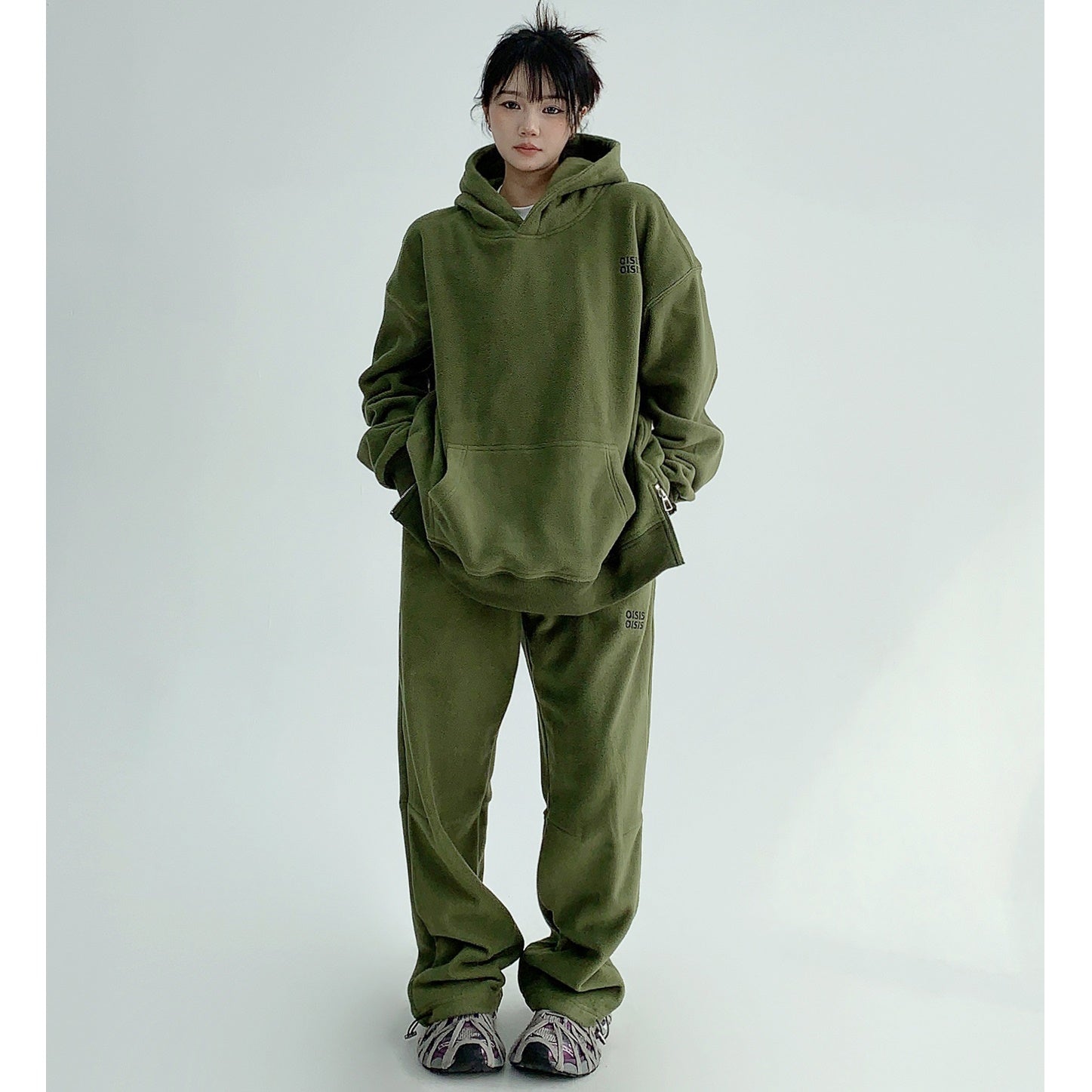 【上下別売り】Embroidery Fleece Loose Hoodie & Pants MW9631