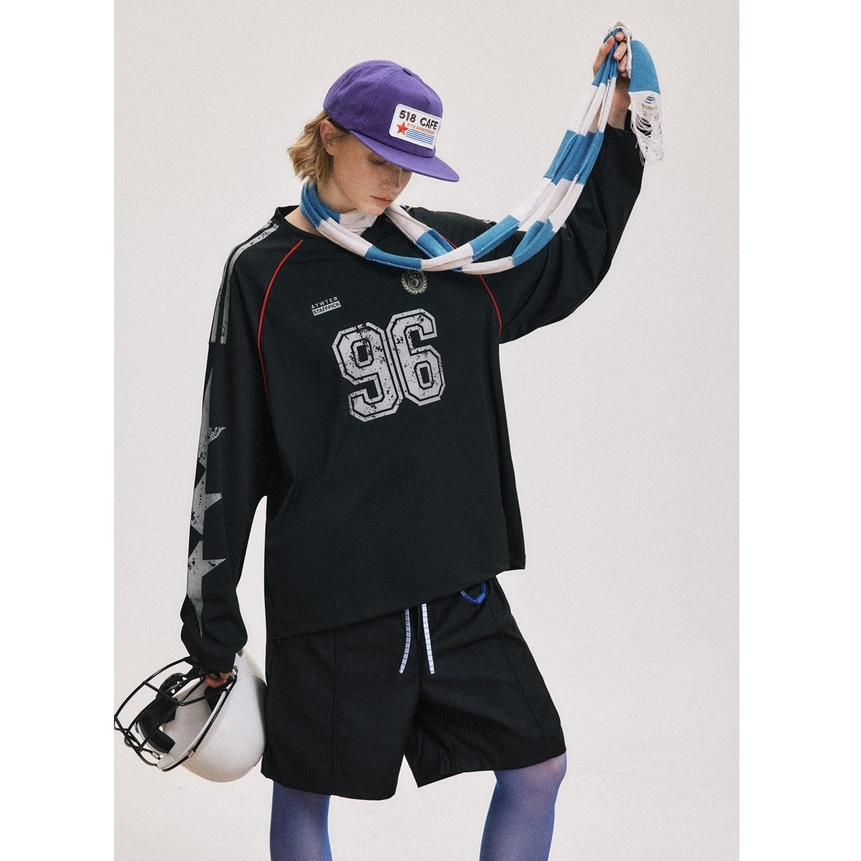 Campus Style Baseball Style V-neck Pullover BX002