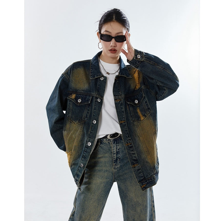 Vintage Washed Loose Denim Jacket MW9323