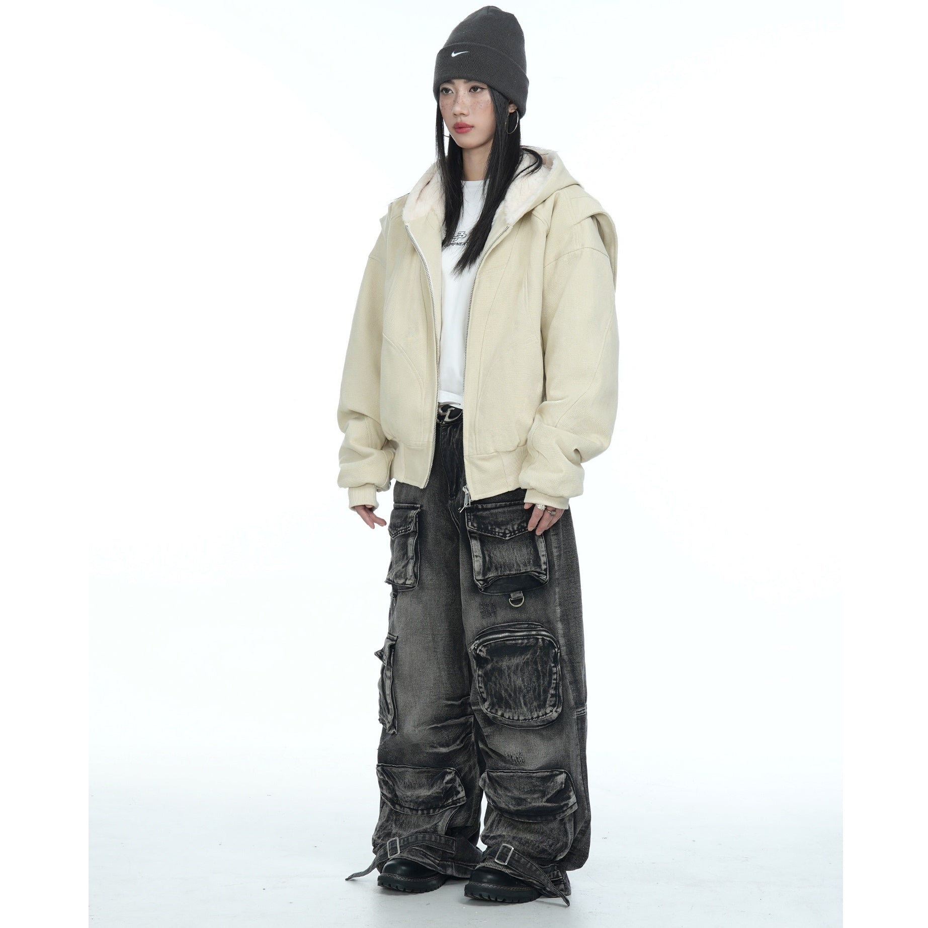 Flange Shoulder Plush Liner Hooded Parka MW9678