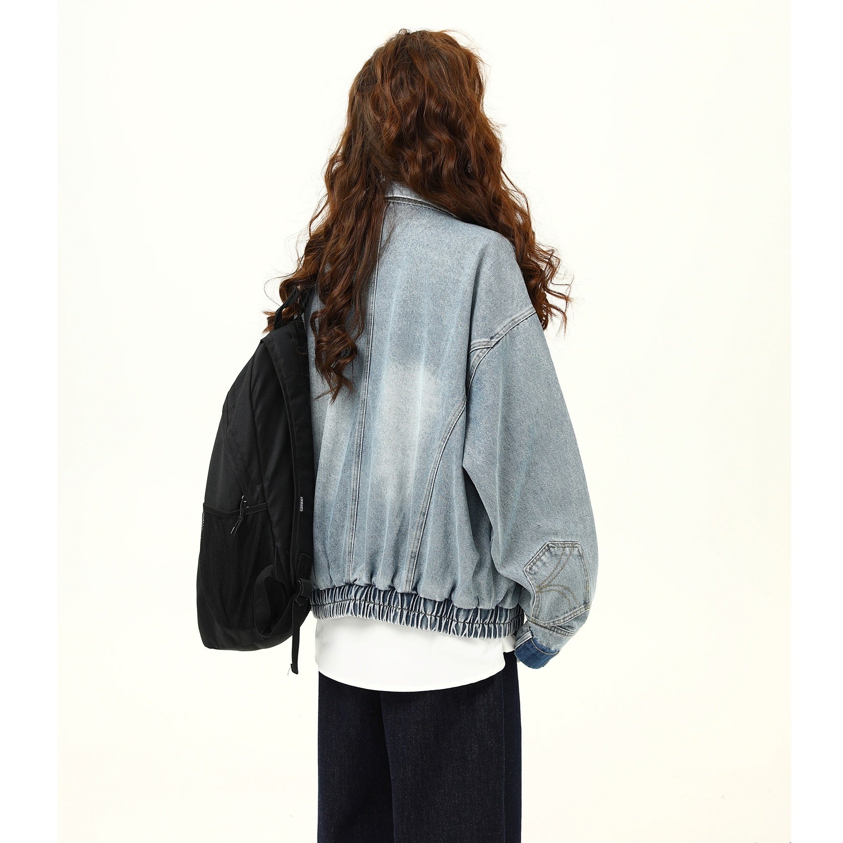 Washed Denim Zip-Up Work Jacket MW9618