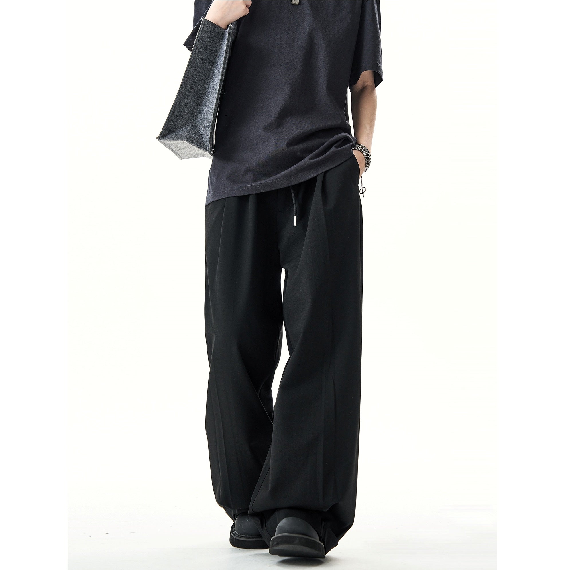 Relaxed Waist Tuck Wide-leg Straight Pants HG7135