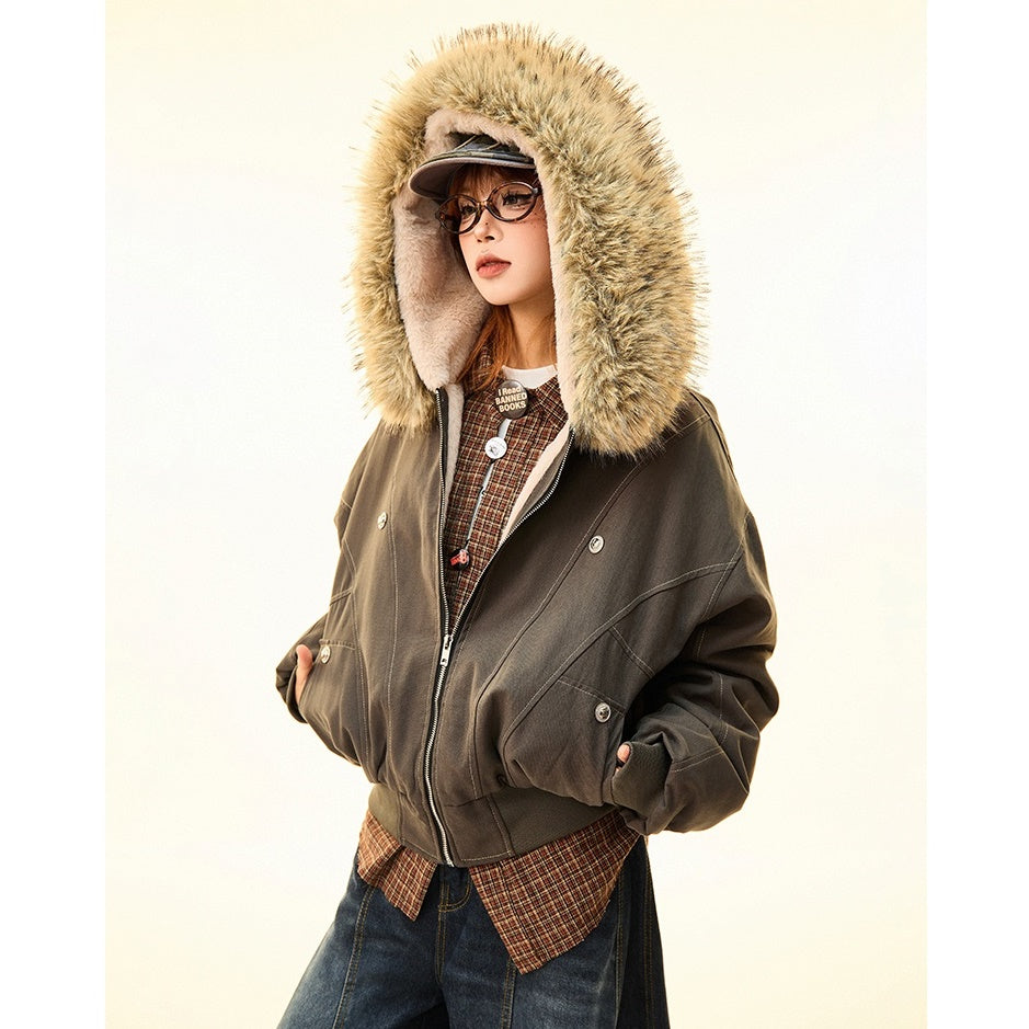 Fur Collar Work Style Hooded Blouson MW9807