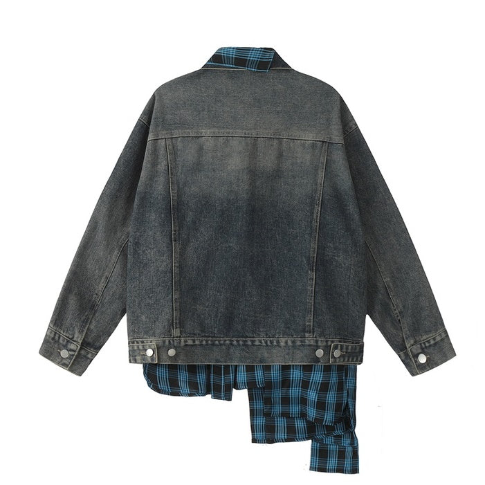 Fake Shirt Layered Loose Denim Jacket KK2006